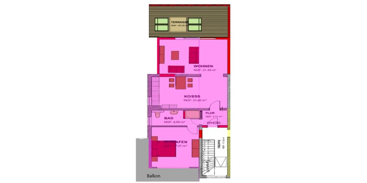 Wohnung mit Burgblickbalkon und Terrasse in Kues 2 zimmer