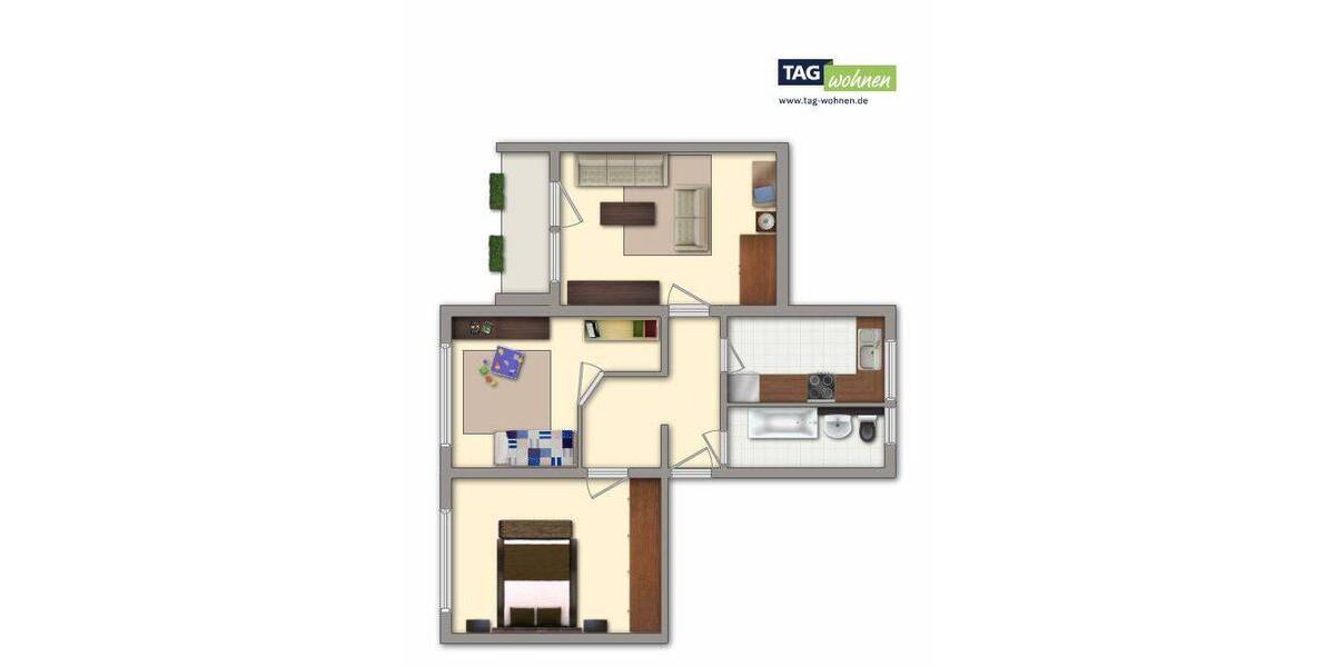 Etagenwohnung Döbeln Pommlitz - 3 Zimmer, 63 m&sup2;, 319&euro; | Angebot:26758665