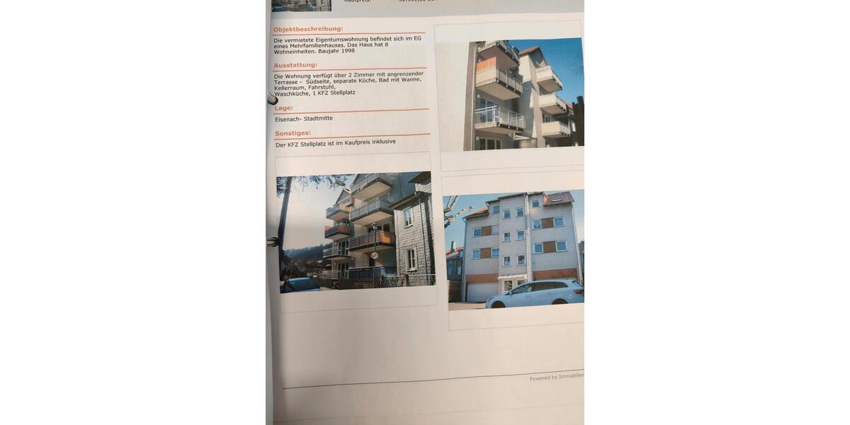 Erdgeschoßwohnung Eisenach - 2 Zimmer, 52 m&sup2;, 475&euro; | Angebot:24846685