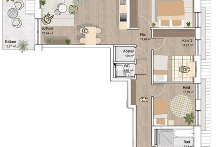 Wohnung Weiler-Simmerberg Simmerberg - 4 Zimmer, 95 m&sup2;, 1.200&euro; | Angebot:26626292