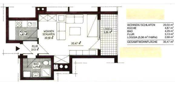 Etagenwohnung Wilster - 1 Zimmer, 36 m&sup2;, 320&euro; | Angebot:26681447