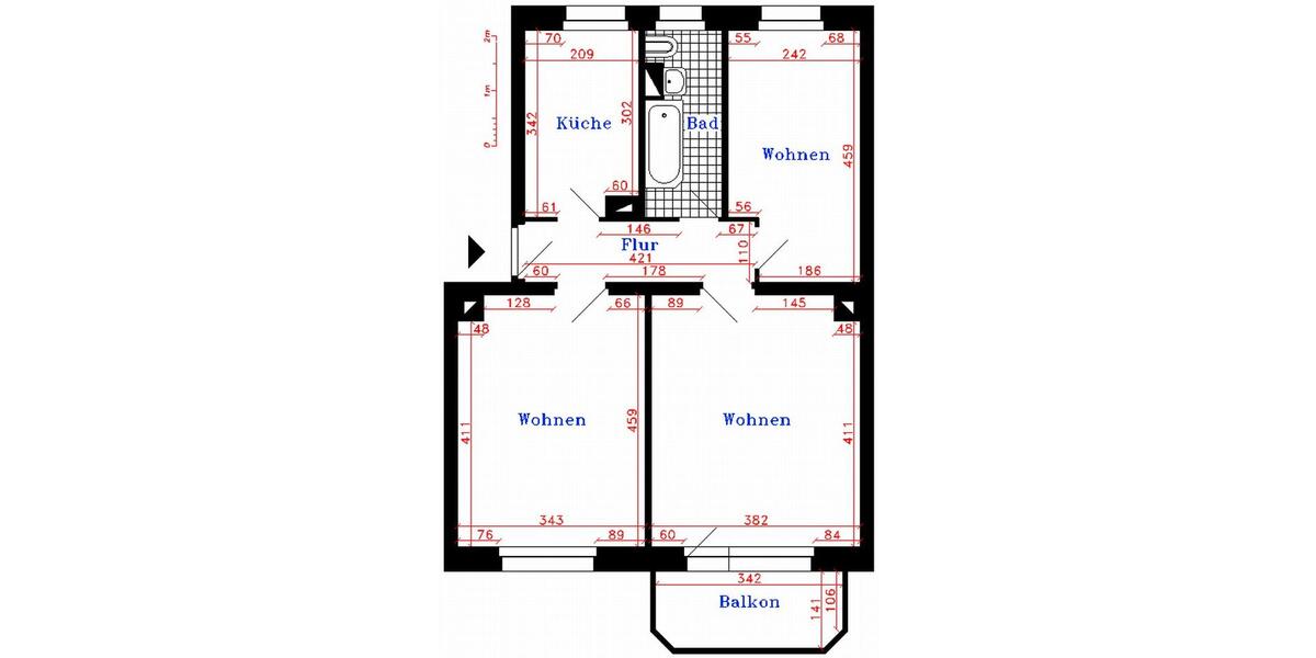 Etagenwohnung Rochlitz - 3 Zimmer, 60 m&sup2;, 350&euro; | Angebot:26517593
