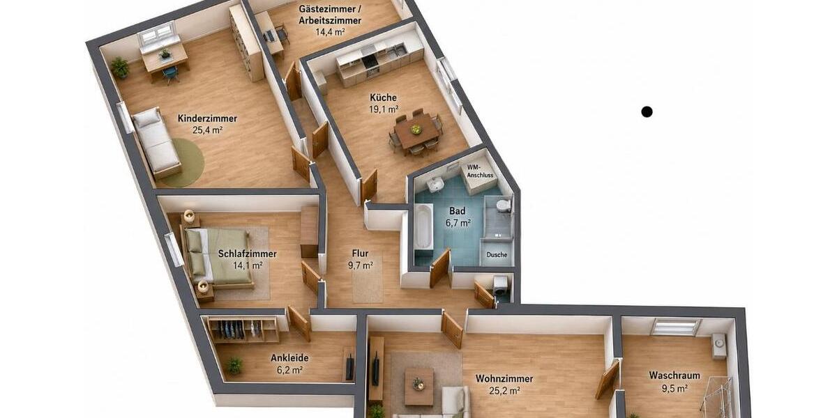 Erdgeschoßwohnung Ilmenau - 4 Zimmer, 135 m&sup2;, 985&euro; | Angebot:26368263