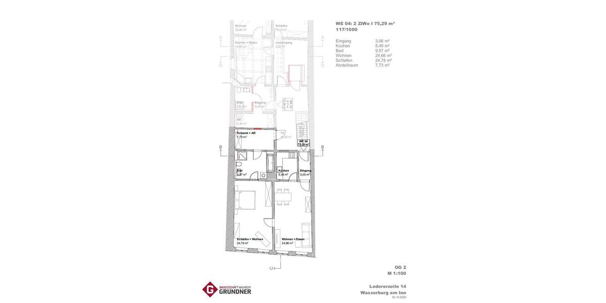 Etagenwohnung Wasserburg am Inn - 2 Zimmer, 75 m&sup2;, 1.354&euro; | Angebot:25963285