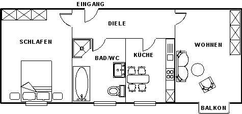 Etagenwohnung Mitterteich Pechofen - 2 Zimmer, 43 m&sup2;, 241&euro; | Angebot:26032113