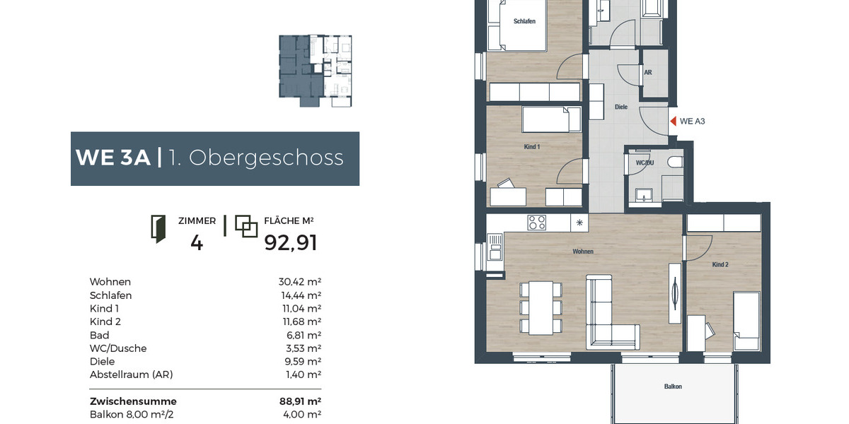 Etagenwohnung Erlangen Dechsendorf - 4 Zimmer, 92 m&sup2;, 1.490&euro; | Angebot:24858386