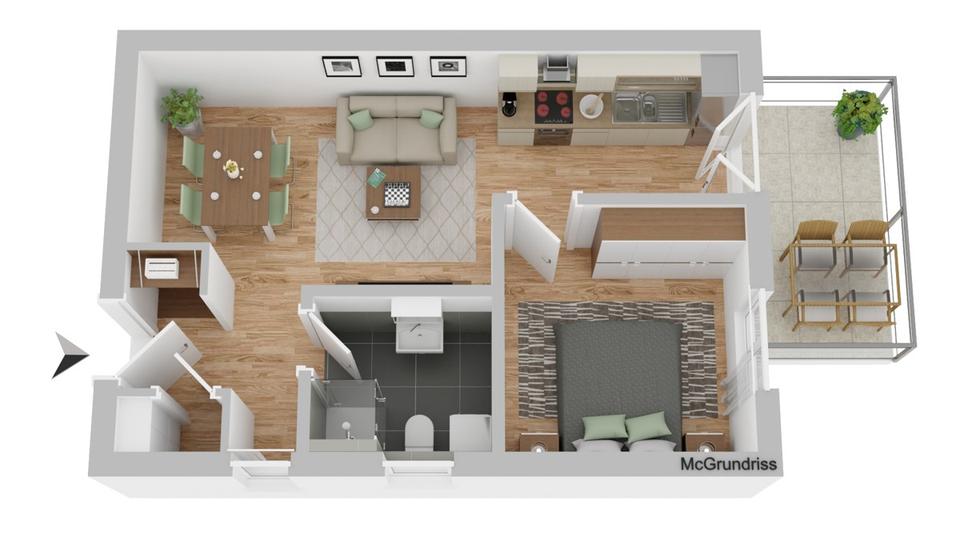 Etagenwohnung Pförring - 2 Zimmer, 49 m&sup2;, 660&euro; | Angebot:26033214