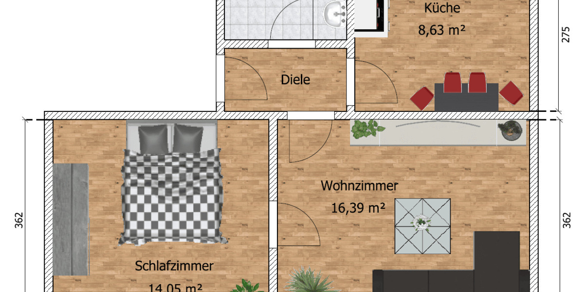 Etagenwohnung Waldheim Schönberg - 2 Zimmer, 45 m&sup2;, 260&euro; | Angebot:26569506