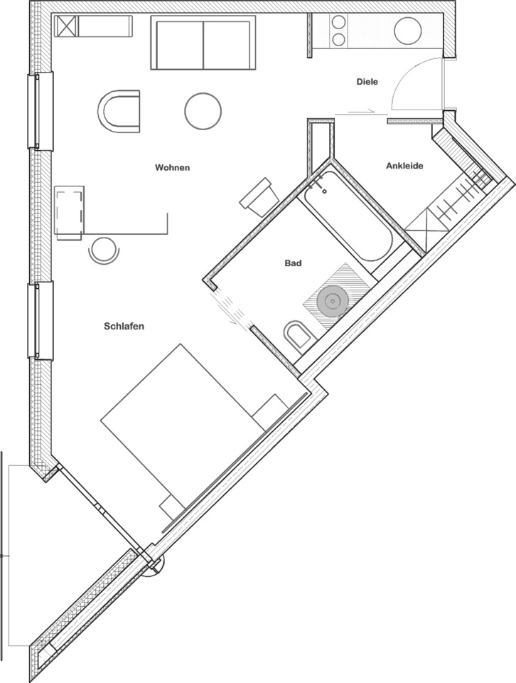 Frankfurt-Mitte - Schick möbliertes Single-Apartment mit Balkon zimmer