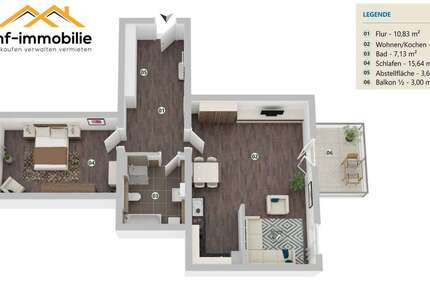 attraktive 2 Zimmer mit Balkon in Mariental - Wohnung Mariental Helmstedt - Grasleben | Angebot:25900625