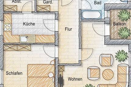 schöne Wohnung m. Loggia und Blick ins Grüne 2 zimmer