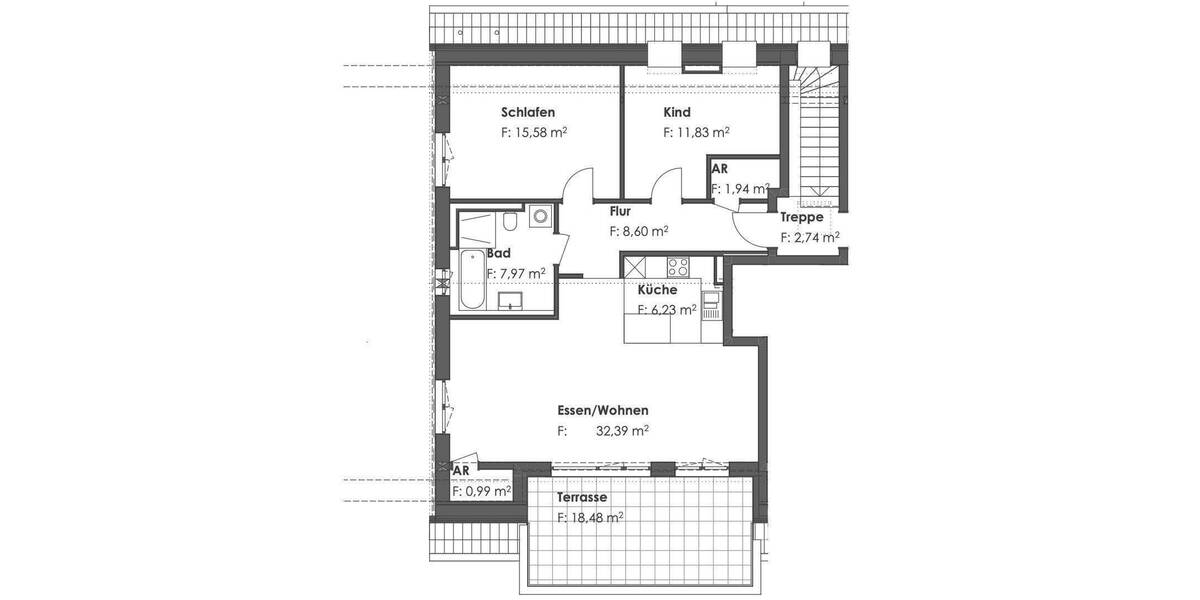 Exklusive 3-Zimmer-Dachgeschosswohnung 3 zimmer