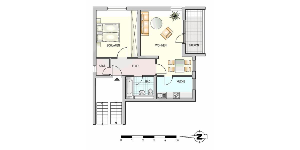 Etagenwohnung Ulm Donautal - 2 Zimmer, 58 m&sup2;, 573&euro; | Angebot:26284376
