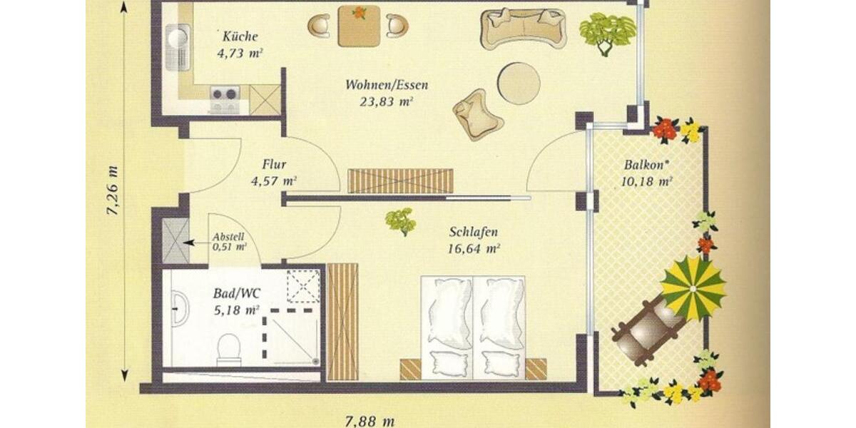 Erdgeschoßwohnung Mönchengladbach Nord - 2 Zimmer, 61 m&sup2;, 885&euro; | Angebot:24751897