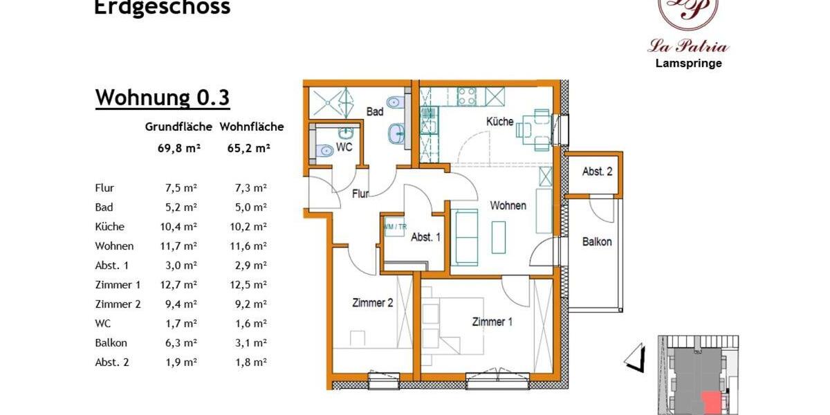 Erdgeschoßwohnung Lamspringe - 3 Zimmer, 66 m&sup2;, 730&euro; | Angebot:23847924