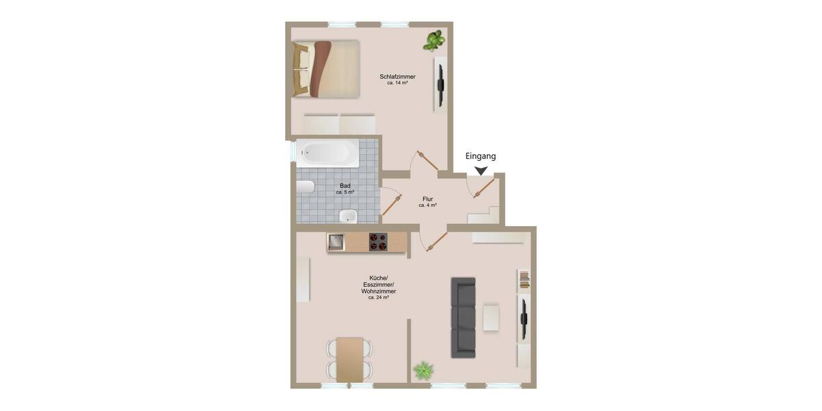 Dachgeschoßwohnung Bitterfeld-Wolfen Bitterfeld - 2 Zimmer, 47 m&sup2;, 539&euro; | Angebot:26166250