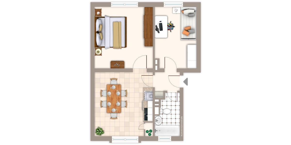 Etagenwohnung Mönchengladbach Süd - 2 Zimmer, 58 m&sup2;, 559&euro; | Angebot:26551659