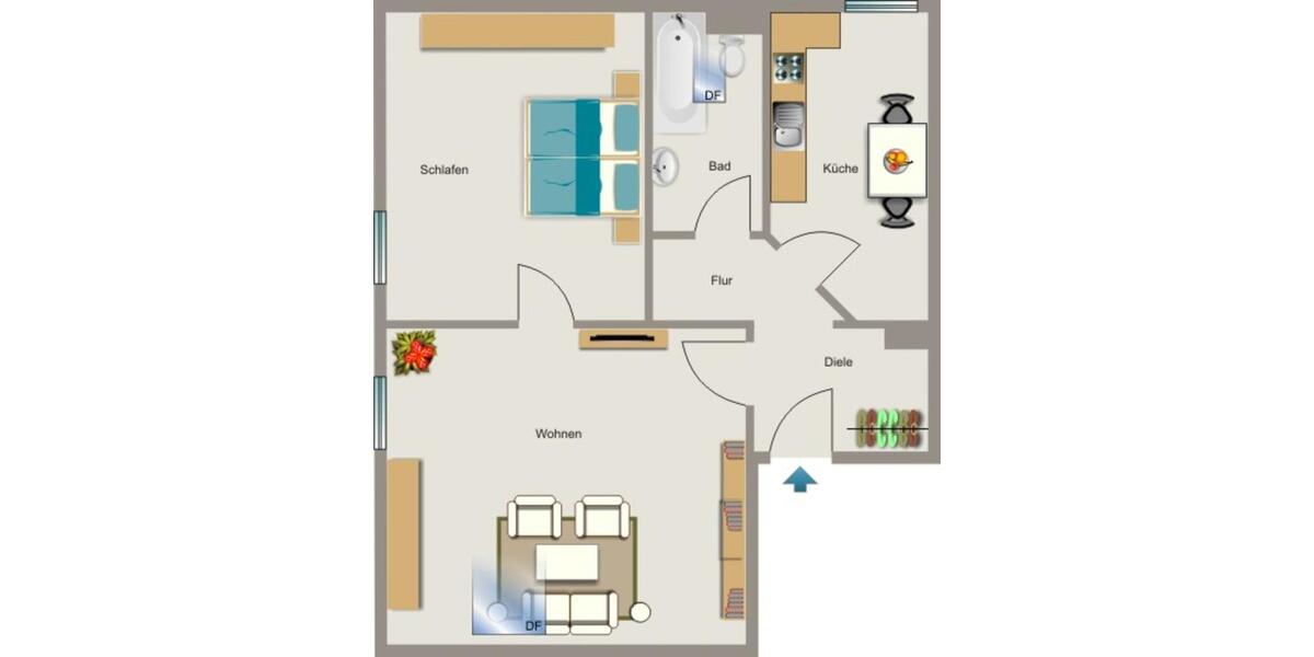 Etagenwohnung Duisburg Hamborn - 2.5 Zimmer, 49 m&sup2;, 281&euro; | Angebot:26641589