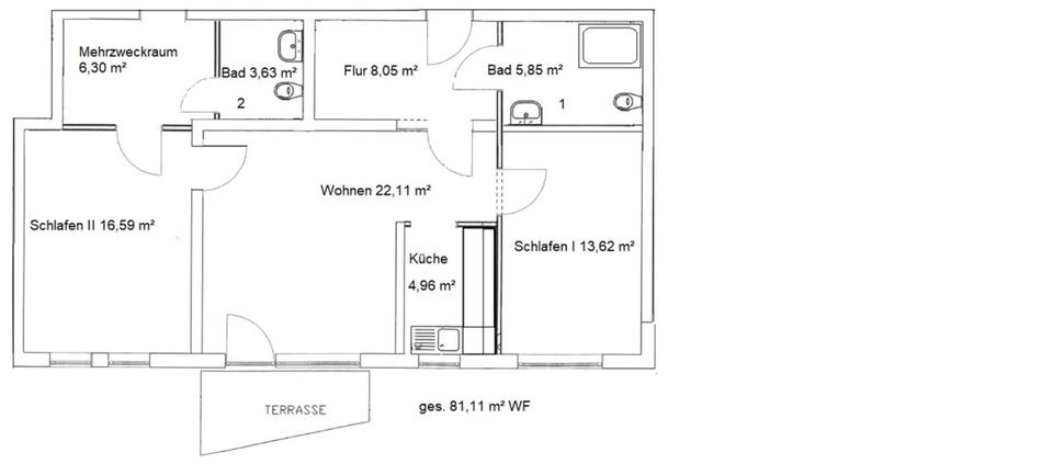 Etagenwohnung Pößneck - 3 Zimmer, 87 m&sup2;, 609&euro; | Angebot:25374558