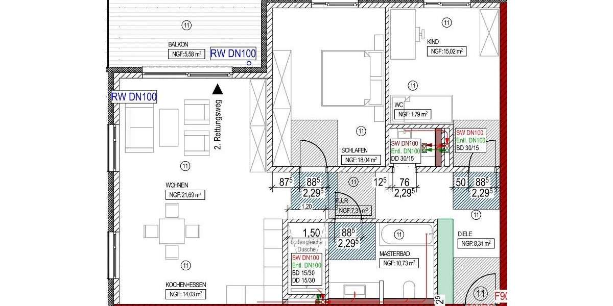 Wohnung zum Mieten in Düren 1.380 € 102.48 m² 3 zimmer