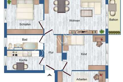 Für den gehobenen Anspruch -frisch renoviert. Gut geschnittene 4 Zimmer mit Balkon und Einbauküche!