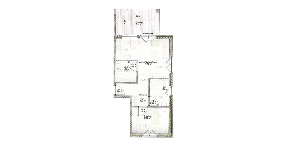 Etagenwohnung Oldenburg Alexandersfeld - 2 Zimmer, 61 m&sup2;, 882&euro; | Angebot:24612419