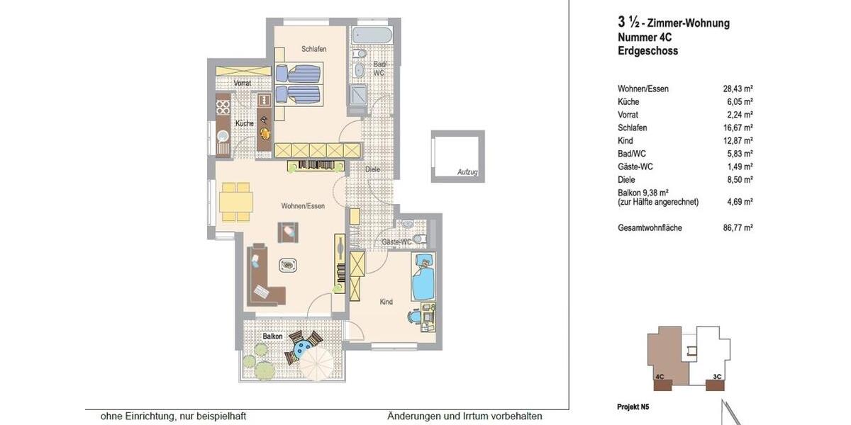 Erdgeschoßwohnung Ludwigsburg Hoheneck - 3.5 Zimmer, 87 m&sup2;, 1.200&euro; | Angebot:26478374
