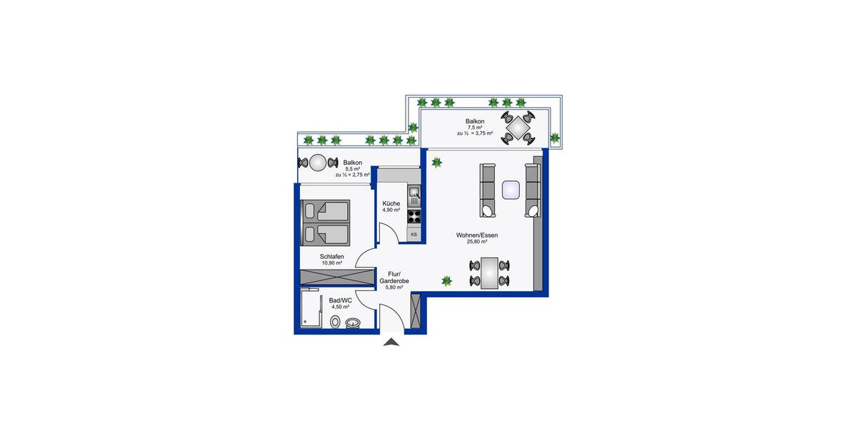 Etagenwohnung Mörfelden-Walldorf Walldorf - 2 Zimmer, 58 m&sup2;, 1.005&euro; | Angebot:26196708