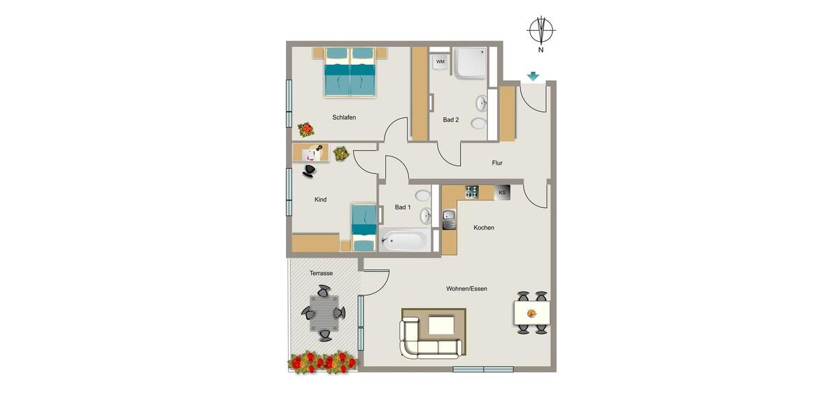 Erdgeschoßwohnung Rheinbach - 3 Zimmer, 88 m&sup2;, 1.170&euro; | Angebot:24905975