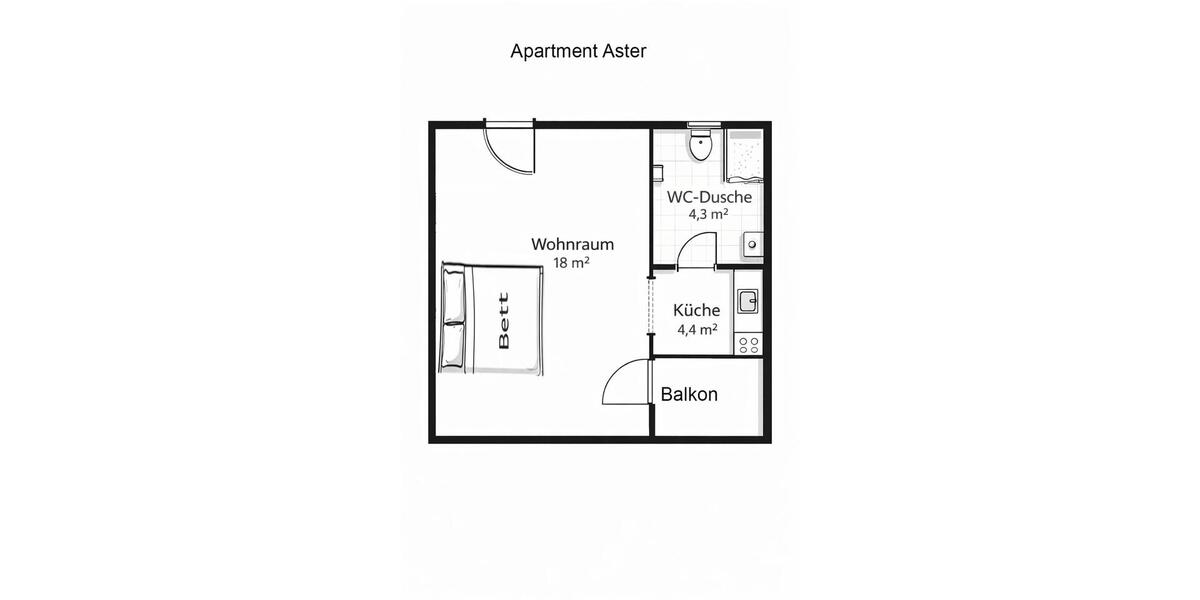 Wohnen auf Zeit Bad Füssing - 1 Zimmer, 28 m&sup2;, 42&euro; | Angebot:25978018