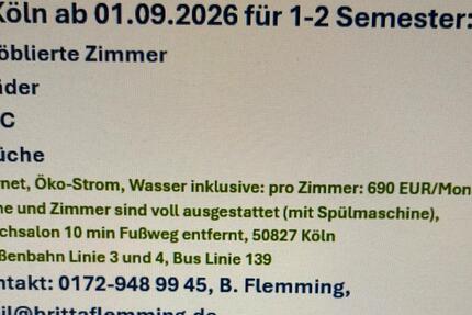 Wohnen auf Zeit Köln Ehrenfeld - 2 Zimmer, 55 m&sup2;, 690&euro; | Angebot:26297334