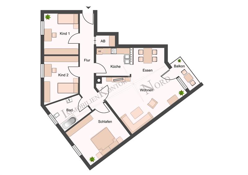 + zentral im Ort + für Familien geeignet + Balkon zum Garten 4 zimmer