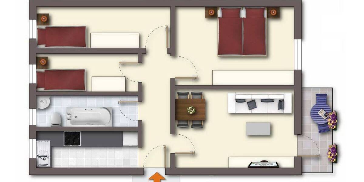 Etagenwohnung Seeland Gatersleben - 4 Zimmer, 69 m&sup2;, 402&euro; | Angebot:26064542