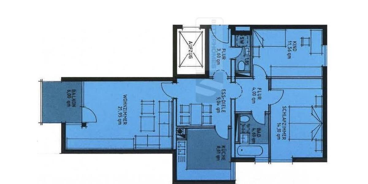Etagenwohnung Höchberg - 3 Zimmer, 83 m&sup2;, 950&euro; | Angebot:26573309