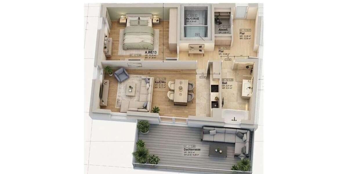Etagenwohnung Gütersloh - 2 Zimmer, 83 m&sup2;, 1.125&euro; | Angebot:27079156