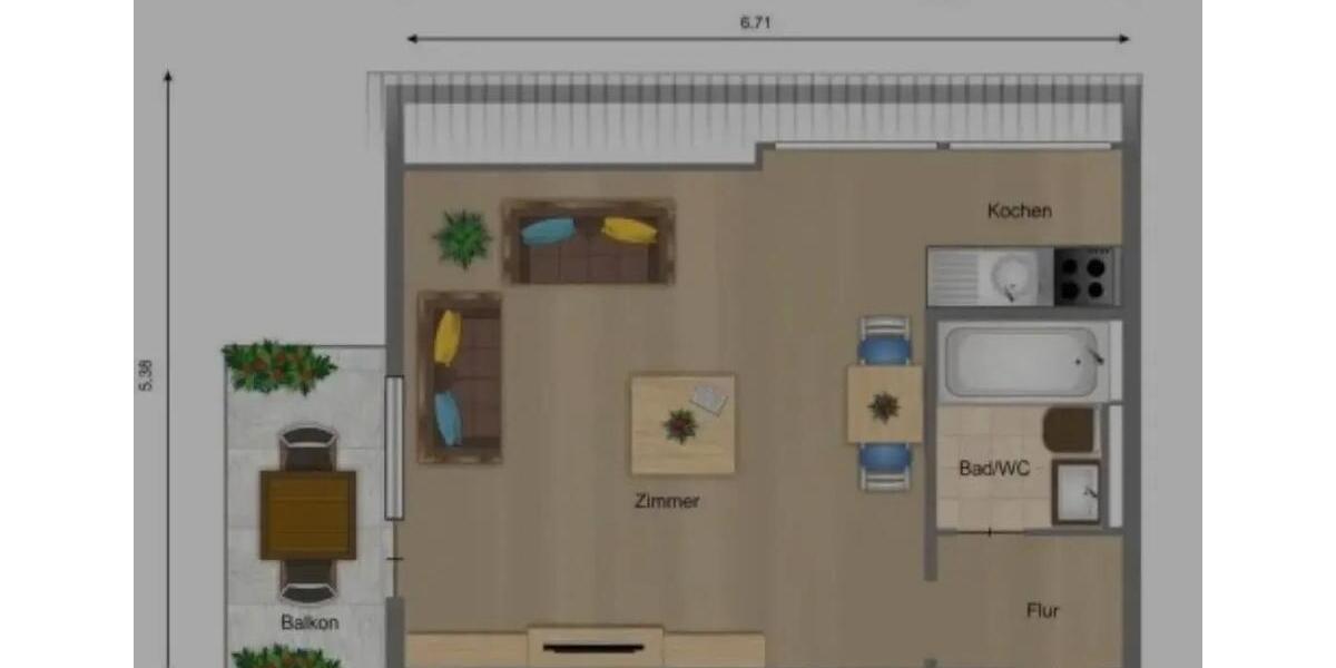 Etagenwohnung Stuttgart Bad Cannstatt - 1 Zimmer, 32 m&sup2;, 680&euro; | Angebot:26689046