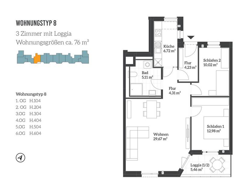 Sonnige Wohnung mit Loggia | Separate Küche | Bad mit Dusche | Smart-Home | Tiefgarage | Aufzug