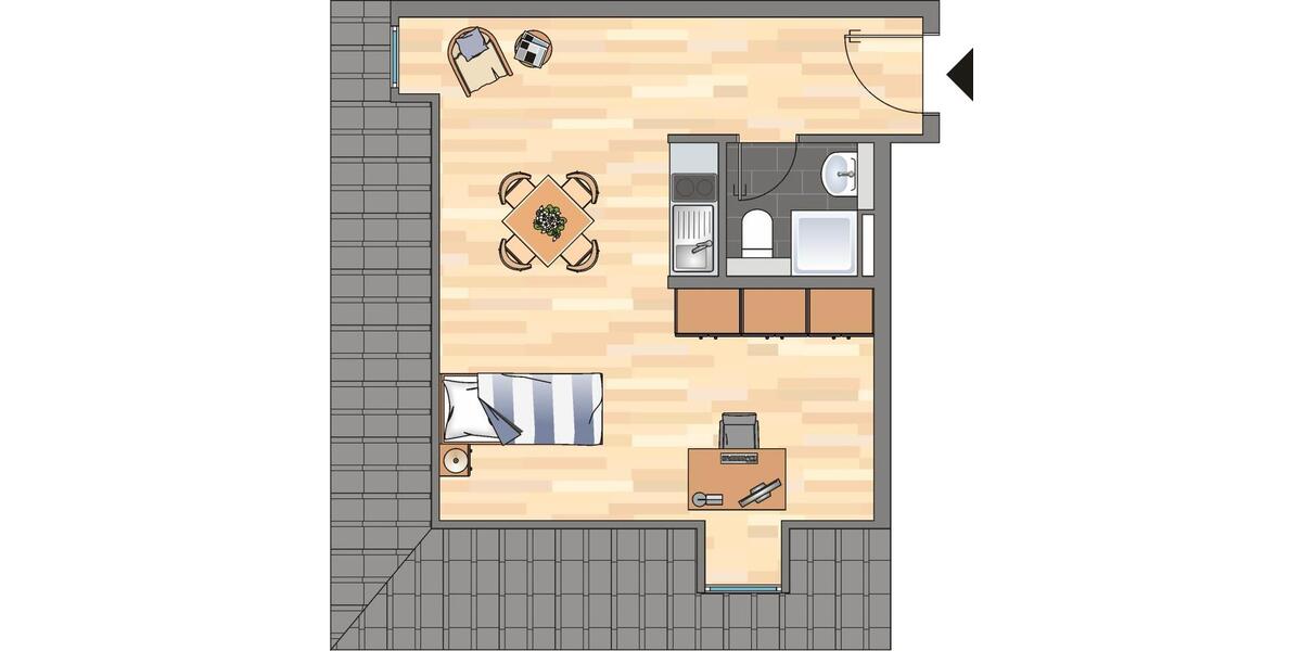 Etagenwohnung Landau in der Pfalz - 1 Zimmer, 30 m&sup2;, 398&euro; | Angebot:26458369