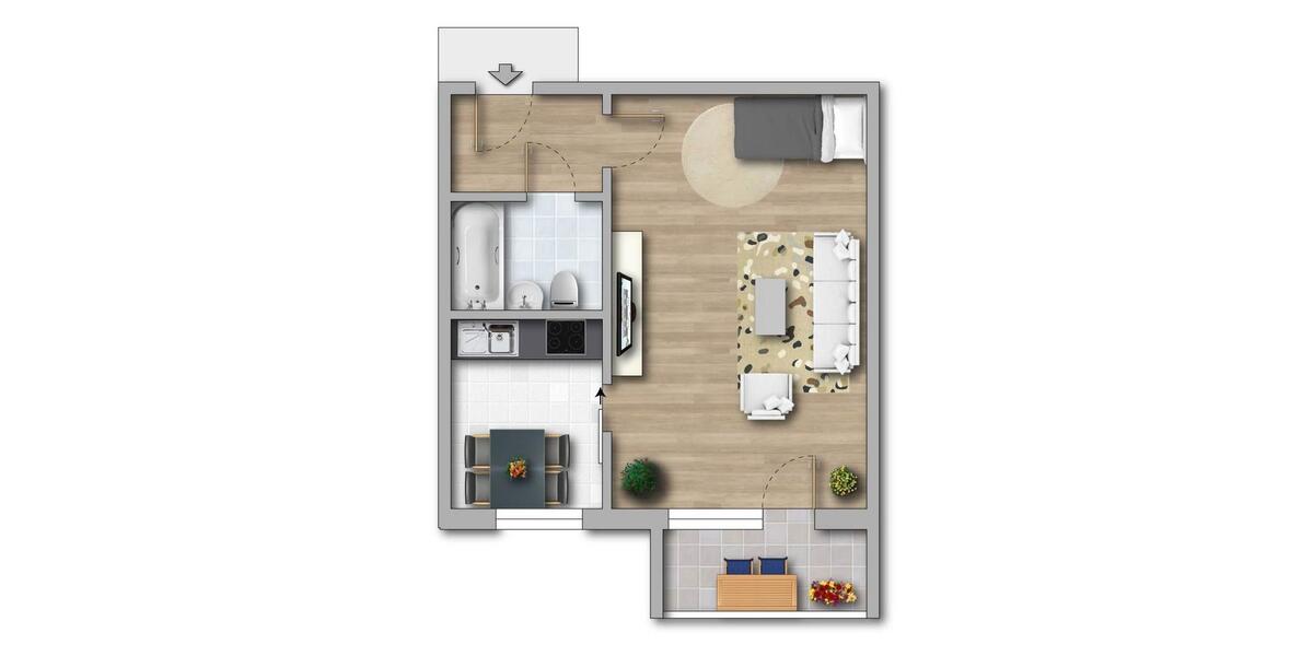 Etagenwohnung Magdeburg Alt Olvenstedt - 1 Zimmer, 34 m&sup2;, 252&euro; | Angebot:26249668