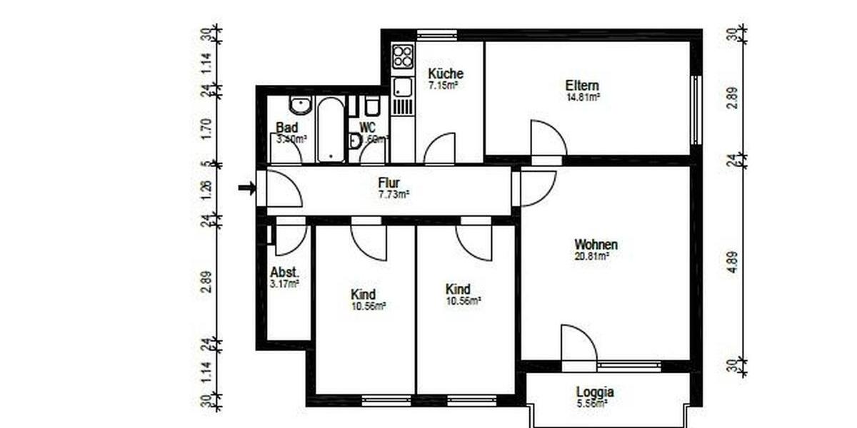 Etagenwohnung Wiesbaden Mainz-Amöneburg - 4 Zimmer, 80 m&sup2;, 1.250&euro; | Angebot:25054642