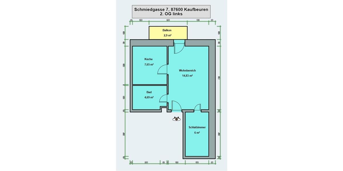 Etagenwohnung Kaufbeuren - 2 Zimmer, 34 m&sup2;, 480&euro; | Angebot:24631983
