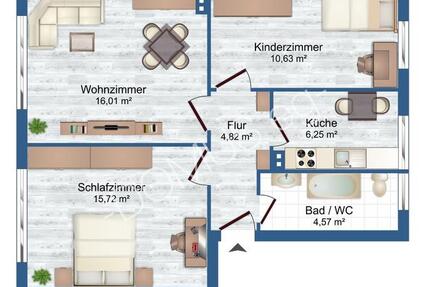 Wohnung Annaburg - 3 Zimmer, 54 m&sup2;, 302&euro; | Angebot:24476765