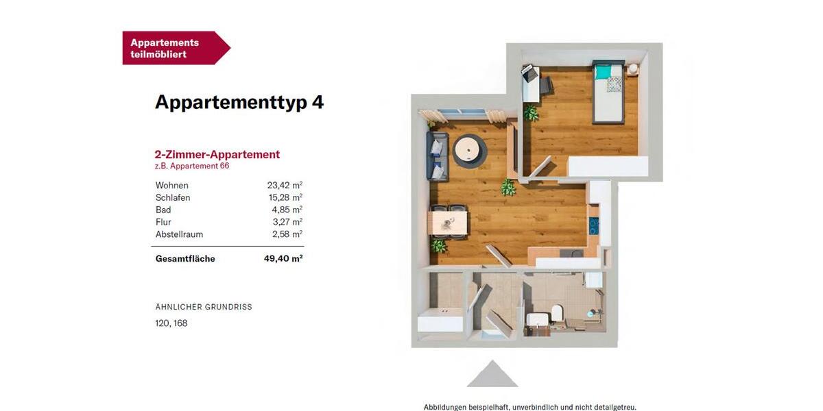 Etagenwohnung Deggendorf - 2 Zimmer, 49 m&sup2;, 865&euro; | Angebot:25540014