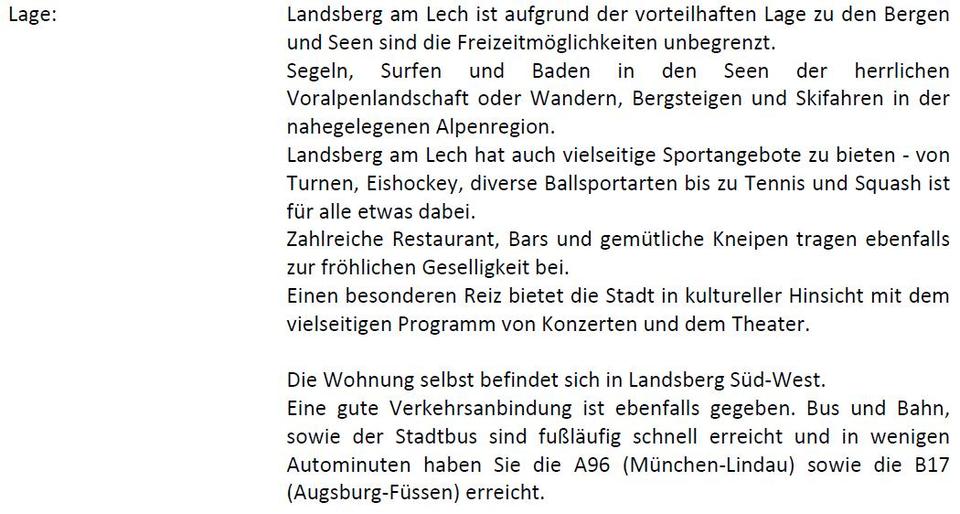 Etagenwohnung Landsberg am Lech Ellighofen - 1 Zimmer, 39 m&sup2;, 525&euro; | Angebot:26506550