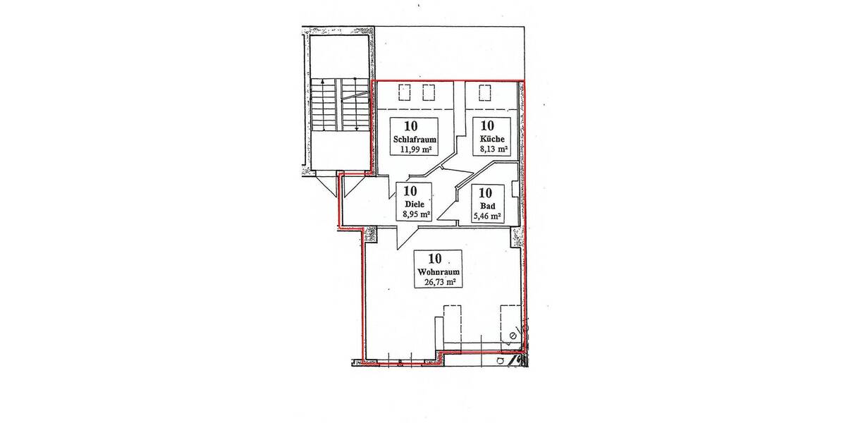 Etagenwohnung Leipzig Gohlis-Mitte - 2 Zimmer, 61 m&sup2;, 579&euro; | Angebot:26805408