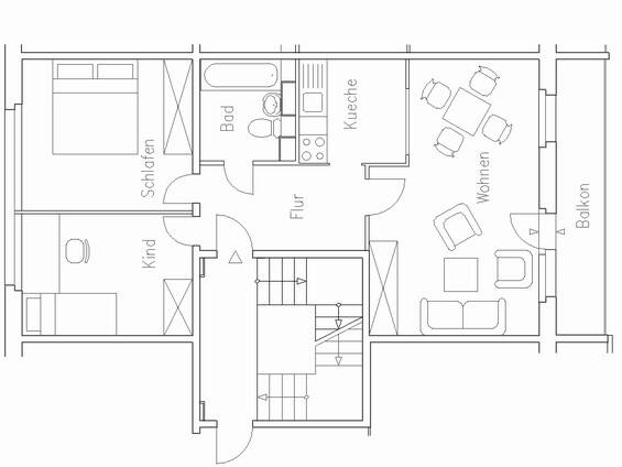 Etagenwohnung Eberswalde Brandenburgisches Viertel - 3 Zimmer, 59 m&sup2;, 405&euro; | Angebot:26105475