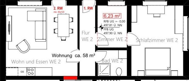 Terrassenwohnung Essingen - 2.5 Zimmer, 58 m&sup2;, 780&euro; | Angebot:26626713