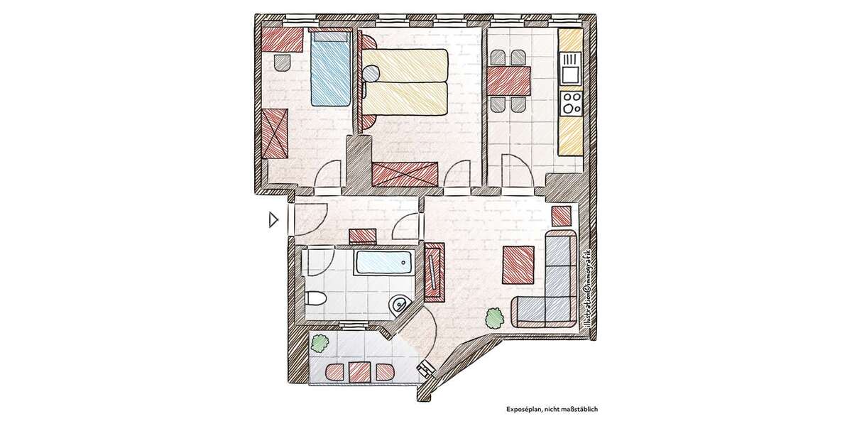 Etagenwohnung Magdeburg Sudenburg - 3 Zimmer, 72 m&sup2;, 490&euro; | Angebot:27195545
