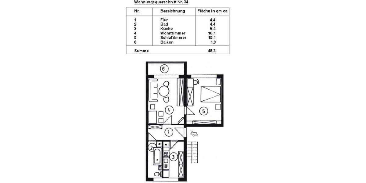 Etagenwohnung Schwarzenberg/Erzgebirge Erzgebirge - 2 Zimmer, 49 m&sup2;, 300&euro; | Angebot:26008273