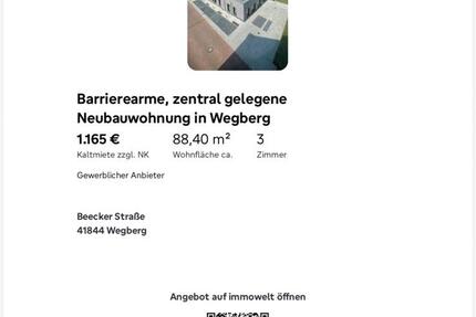 Wohnung Wegberg - 3 Zimmer, 89 m&sup2;, 1.395&euro; | Angebot:26253455